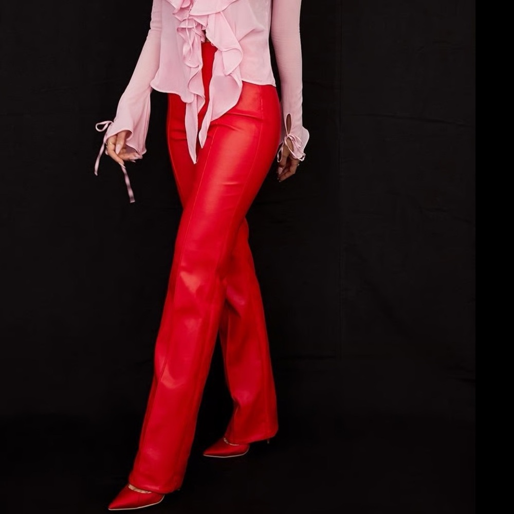 House of CB Scarlet Vegan Leather Trousers
